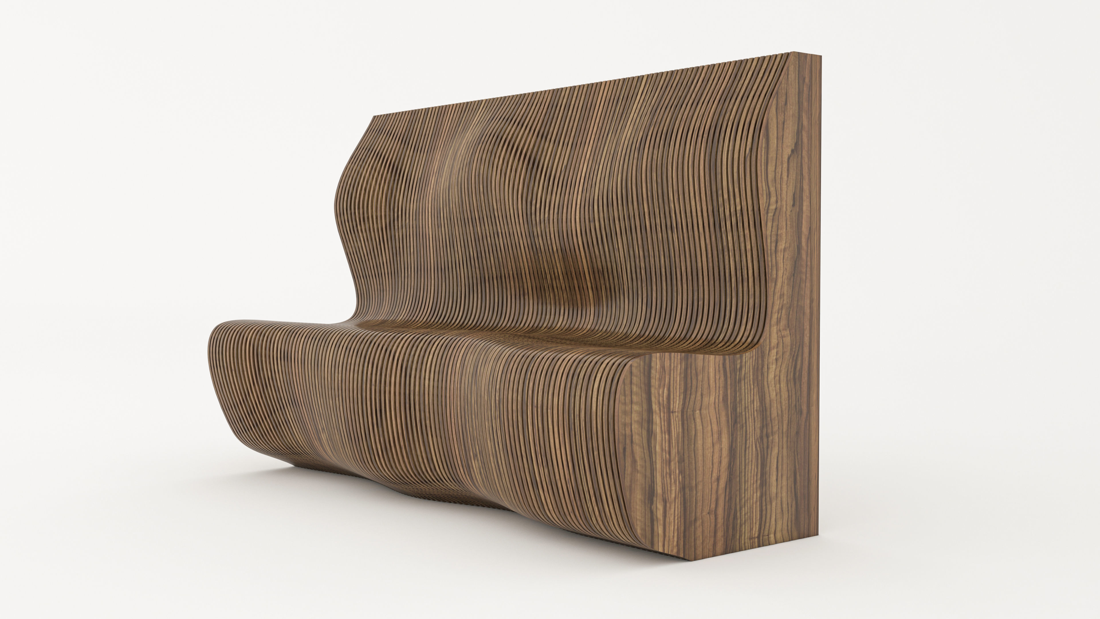 Parametric Sculptural Wall  and Parametric Wooden Bench 3D  Low-poly 3D model_5