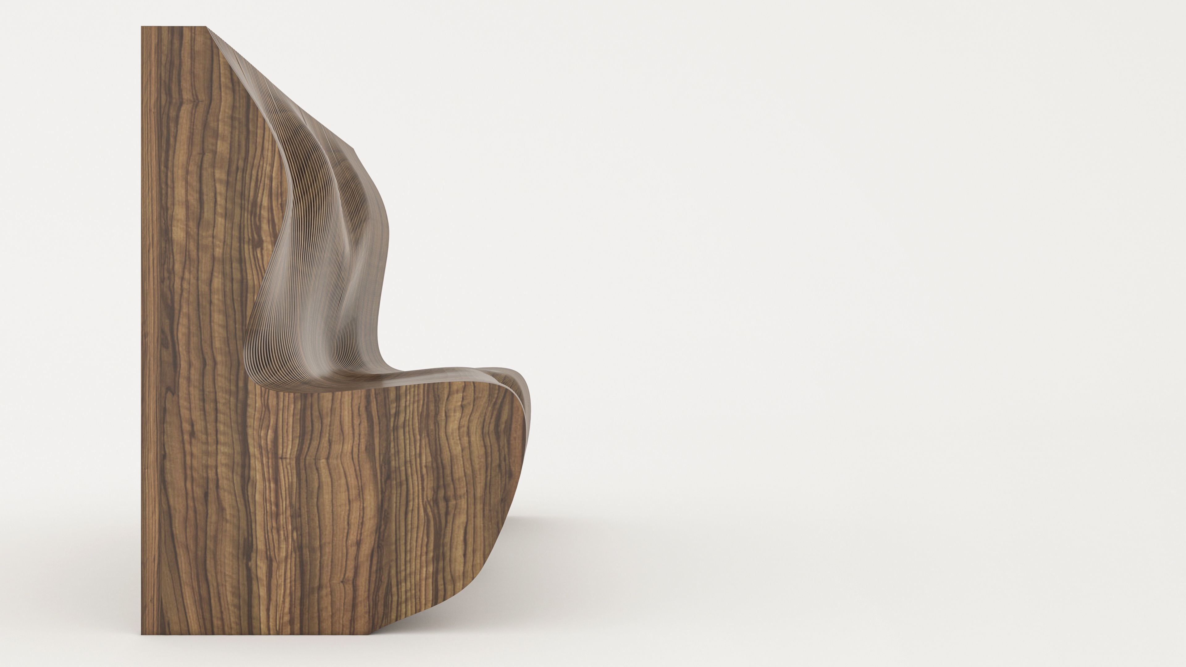 Parametric Sculptural Wall  and Parametric Wooden Bench 3D  Low-poly 3D model_1