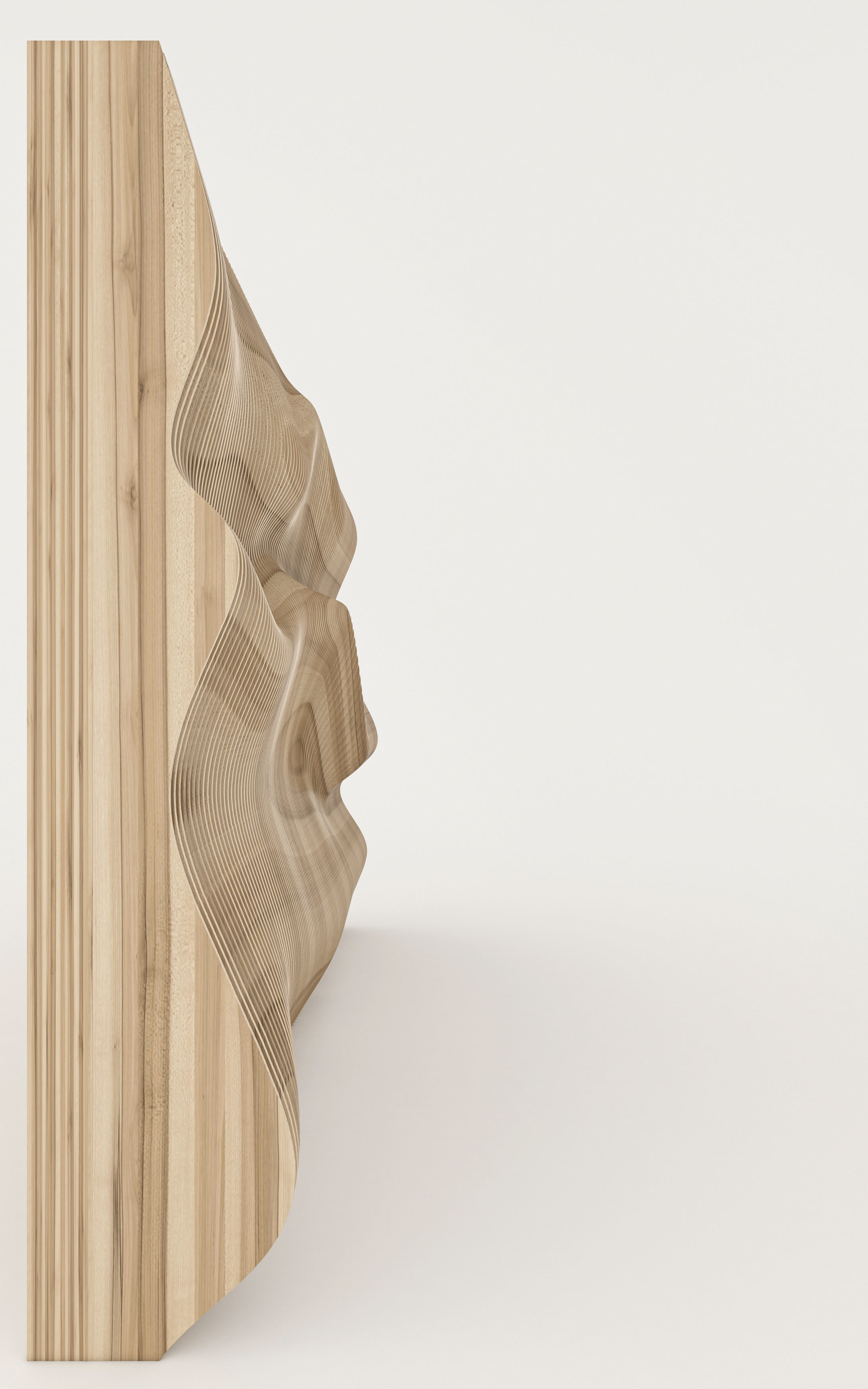 Parametric Sculptural Wall  and Parametric Wooden Bench 3D  Low-poly 3D model_2