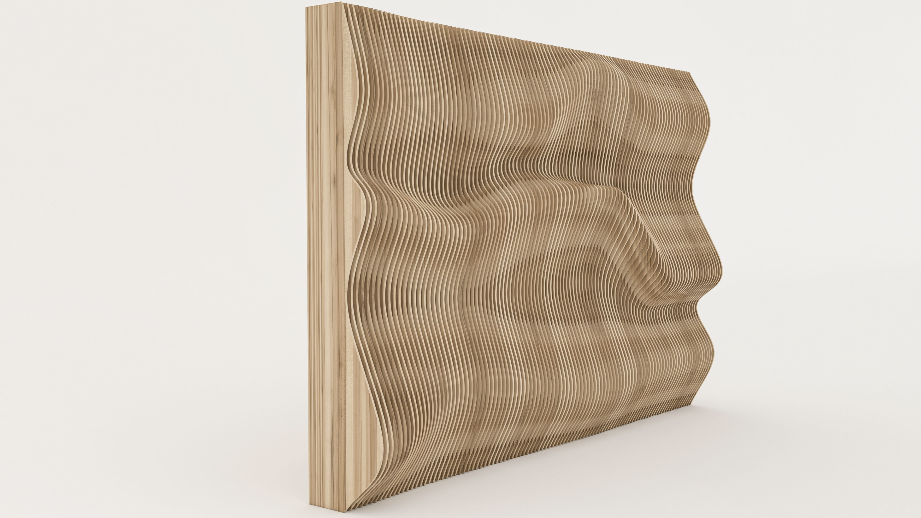 Parametric Sculptural Wall  and Parametric Wooden Bench 3D  Low-poly 3D model_8