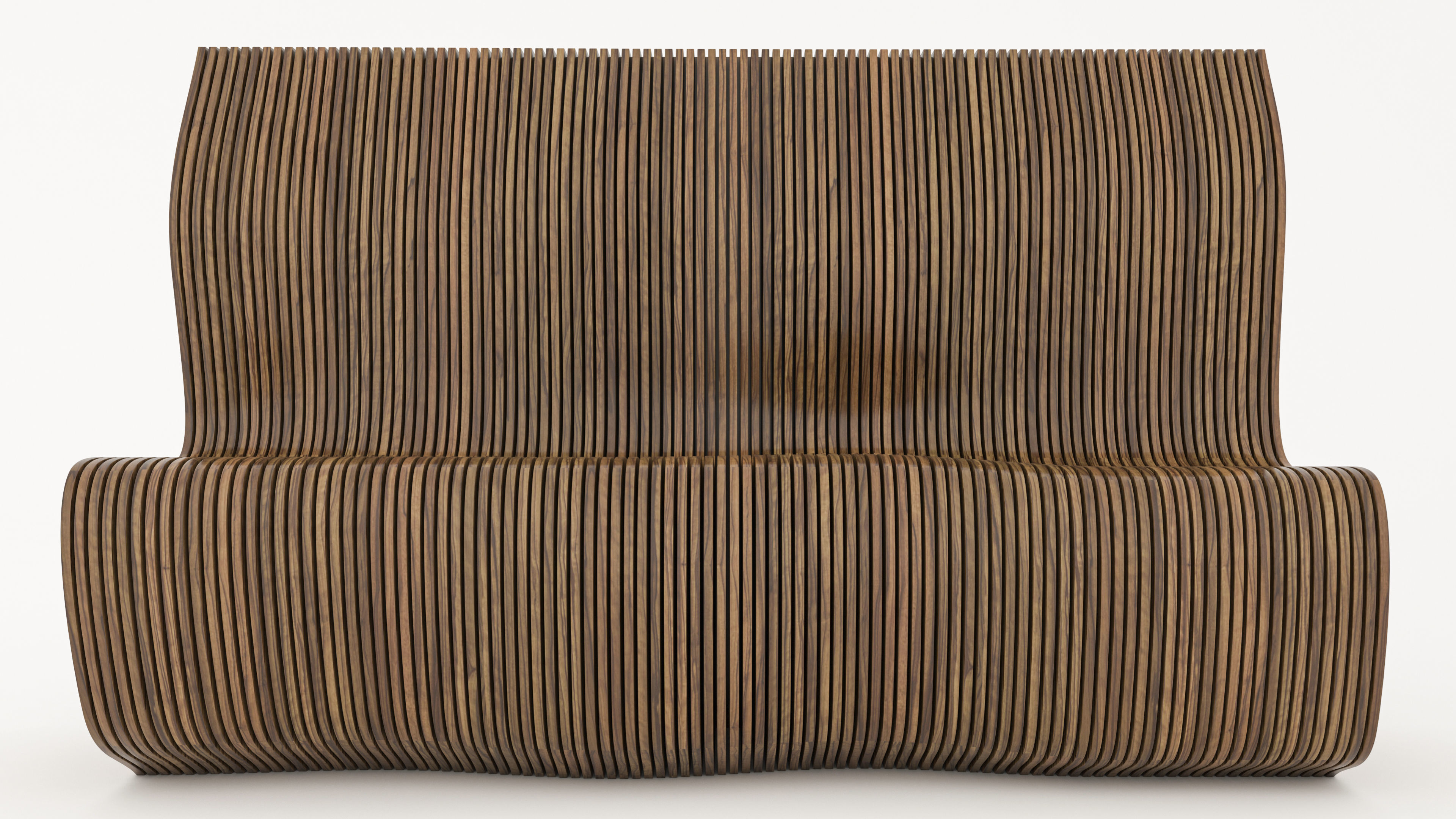 Parametric Sculptural Wall  and Parametric Wooden Bench 3D  Low-poly 3D model_3