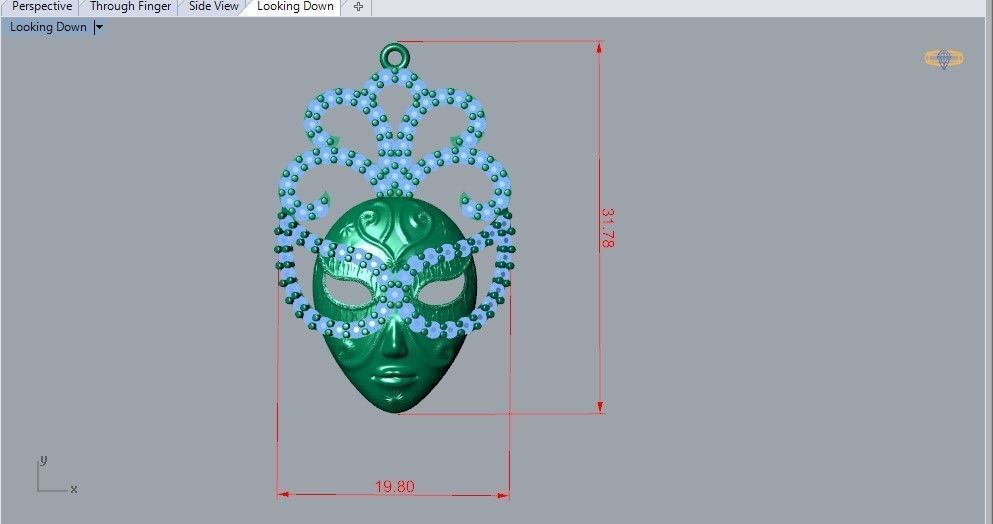 masquerade pendant 3D print model_4