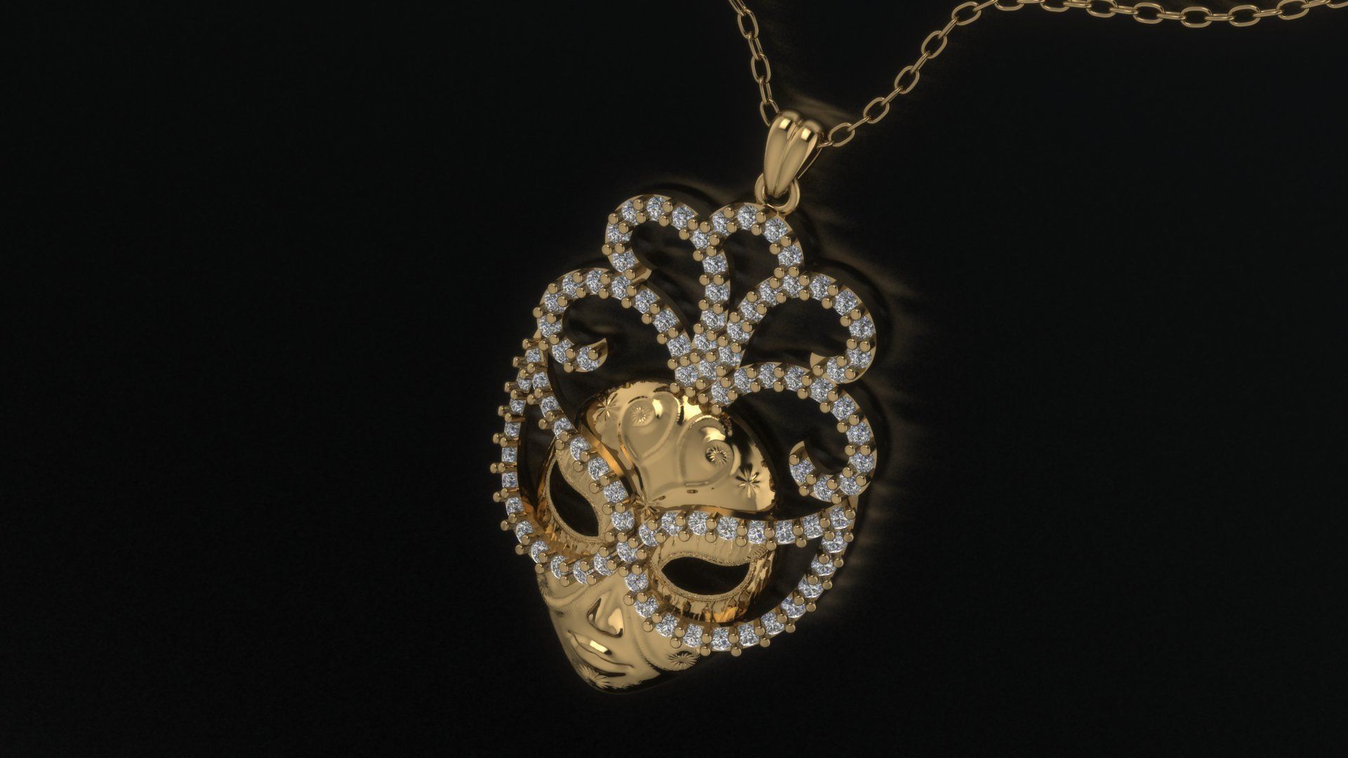 masquerade pendant 3D print model_1