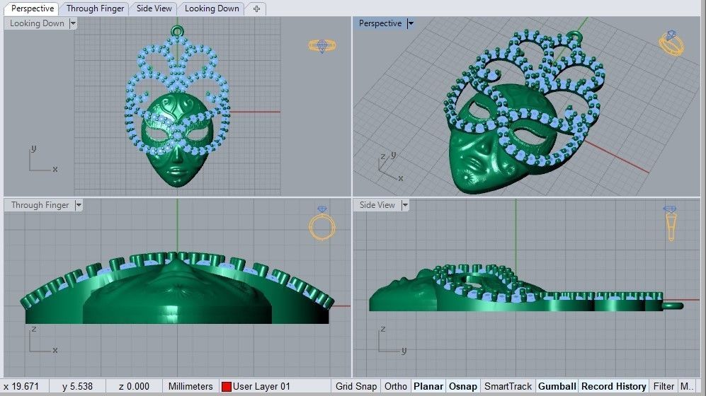 masquerade pendant 3D print model_3