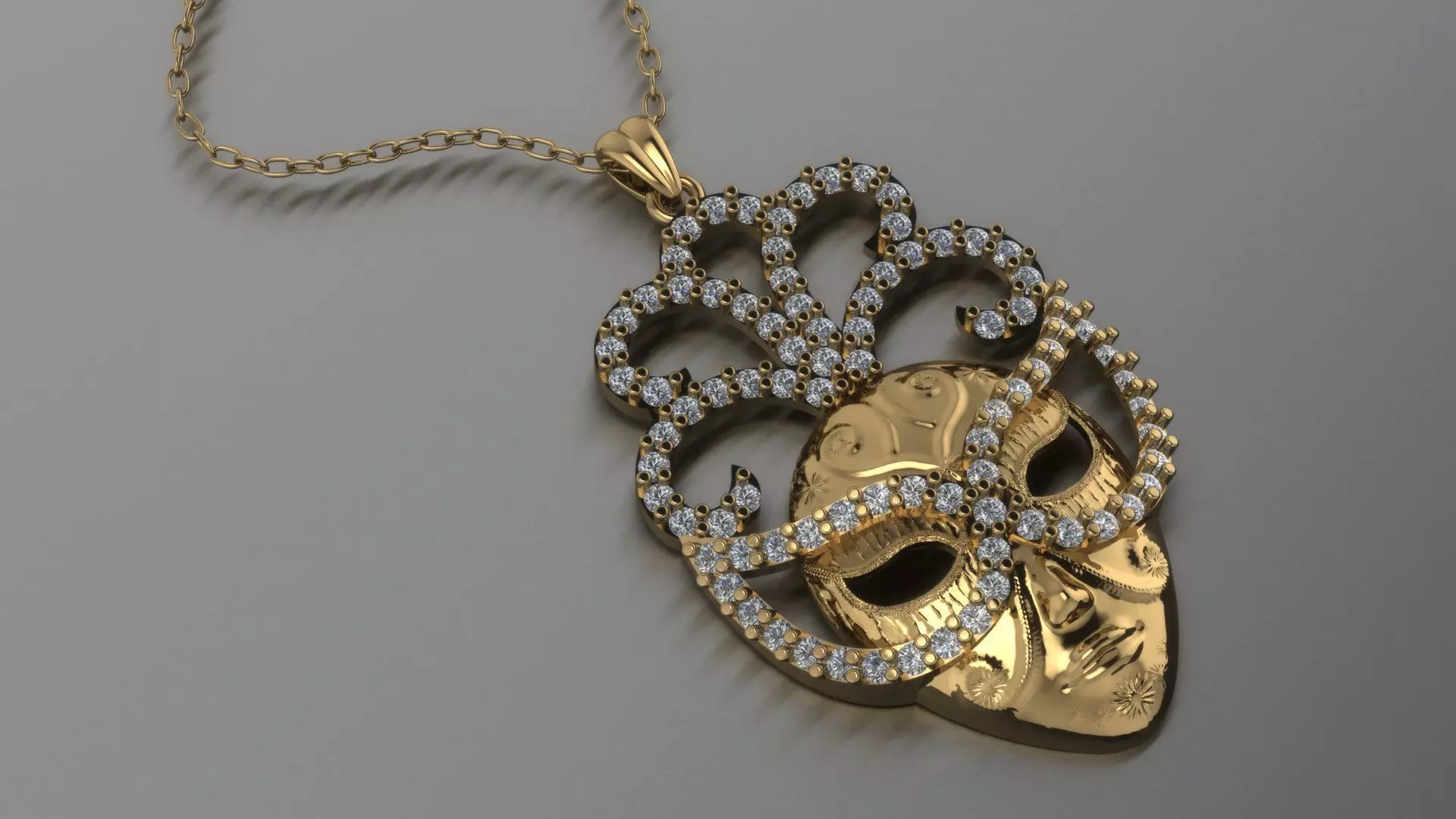 masquerade pendant 3D print model_0