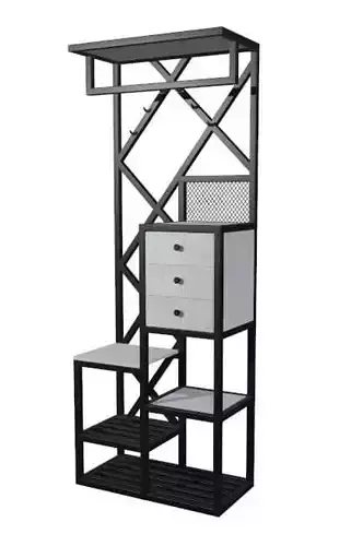 Closet metal rack with drawers and shelves