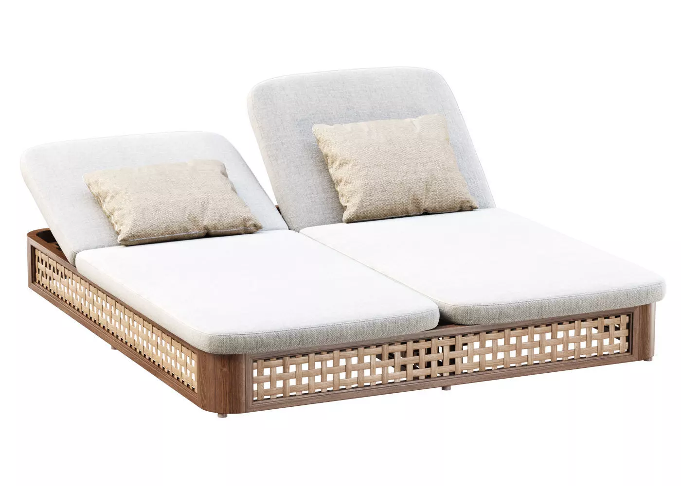 Sofia Rattan Double Chaise Lounge 3D model