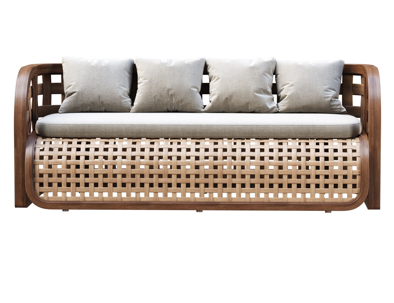 Sofia Rattan Garden Bench  3D model_3