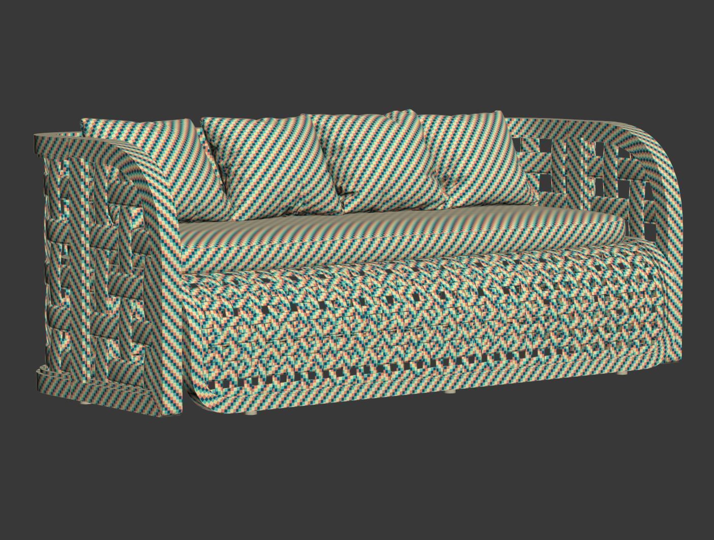 Sofia Rattan Garden Bench  3D model_6
