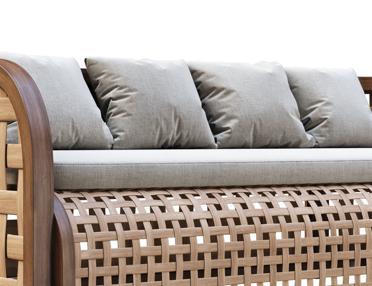 Sofia Rattan Garden Bench  3D model_2