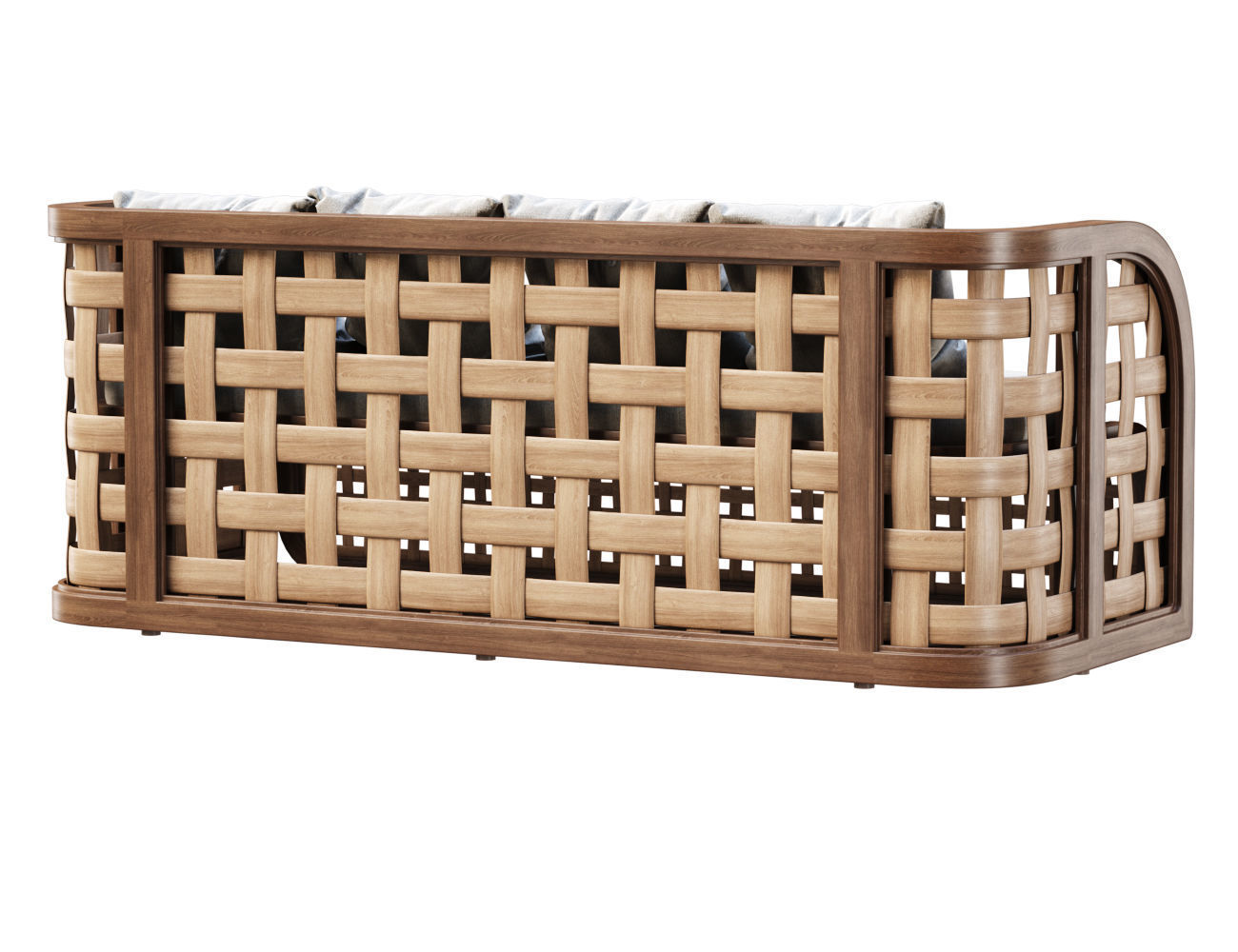 Sofia Rattan Garden Bench  3D model_4
