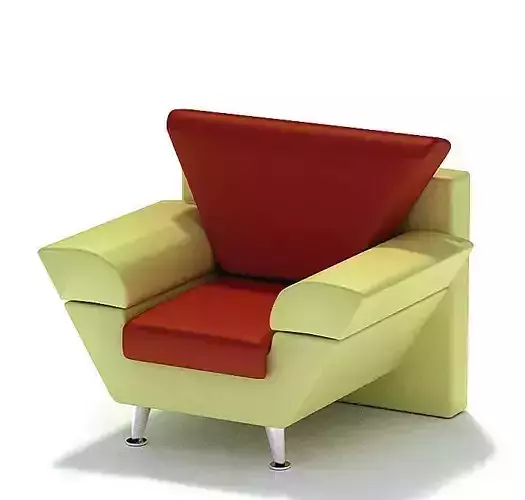 Modern Style Red And Cream Leather Chair