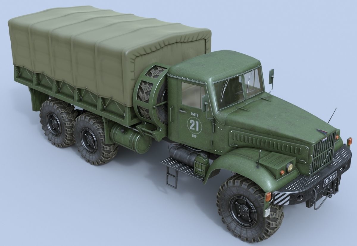 KRAZ-255 soviet military truck 3D model_3