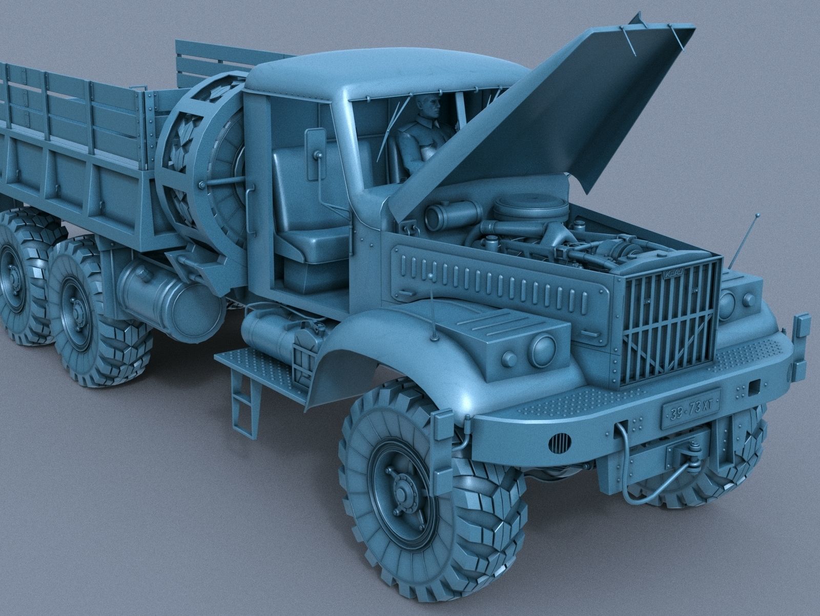 KRAZ-255 soviet military truck 3D model_18