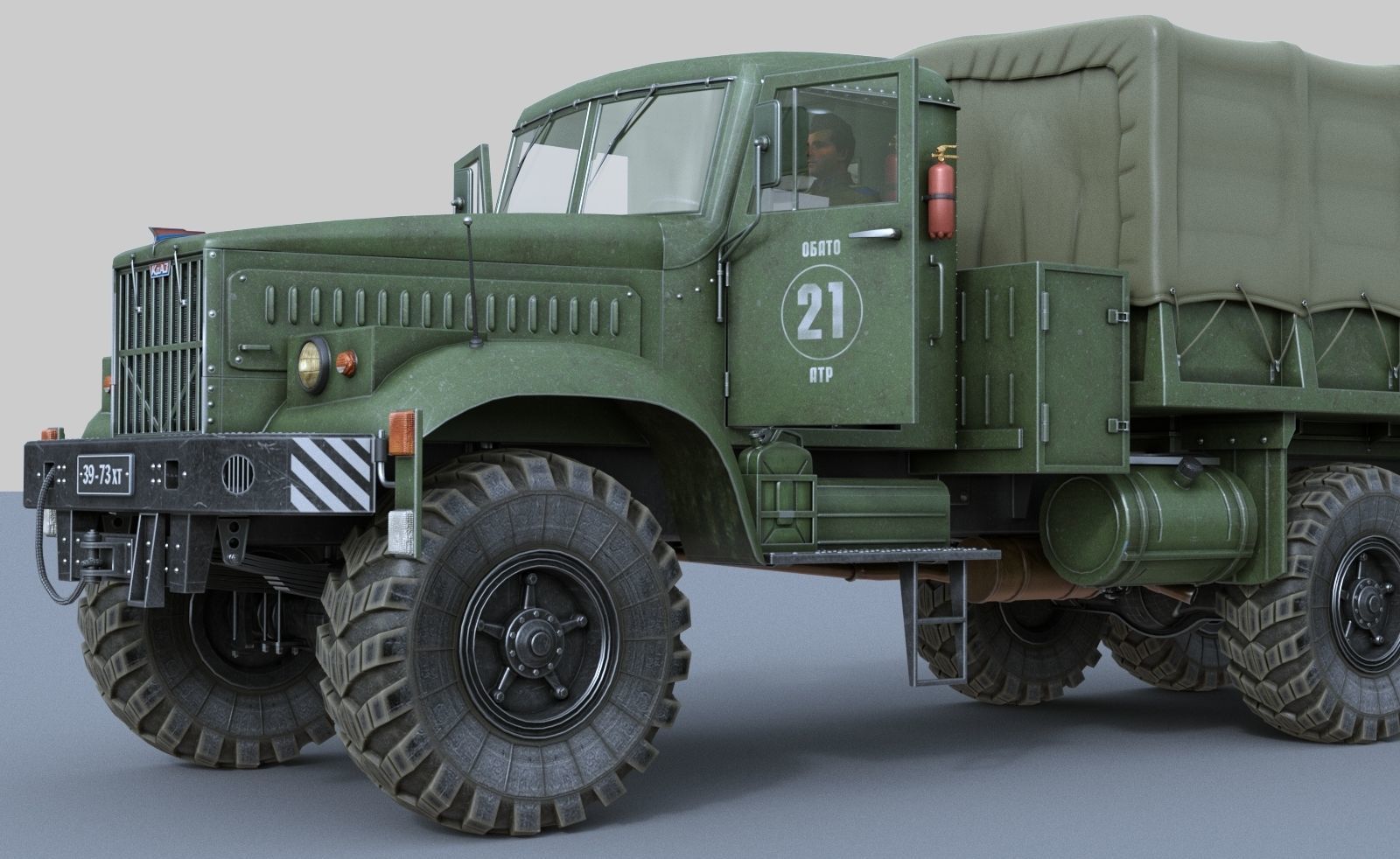 KRAZ-255 soviet military truck 3D model_6