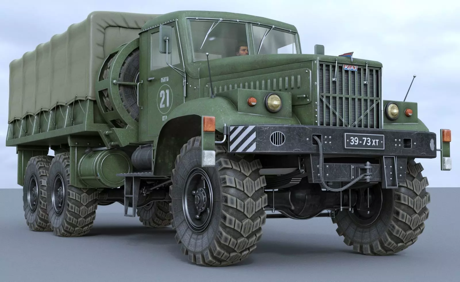 KRAZ-255 soviet military truck 3D model_0