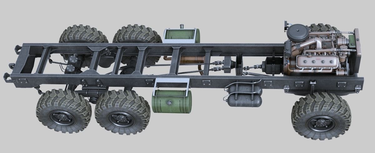 KRAZ-255 soviet military truck 3D model_10