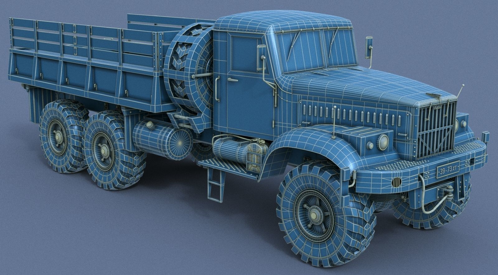 KRAZ-255 soviet military truck 3D model_20