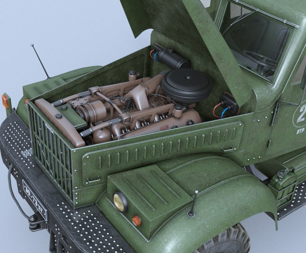 KRAZ-255 soviet military truck 3D model_8