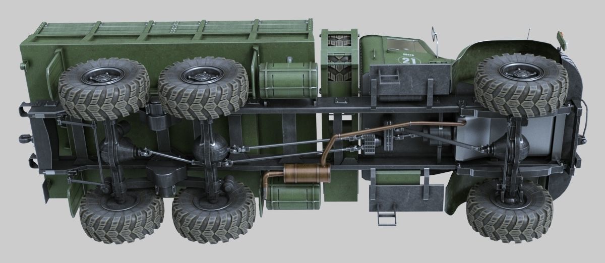 KRAZ-255 soviet military truck 3D model_9