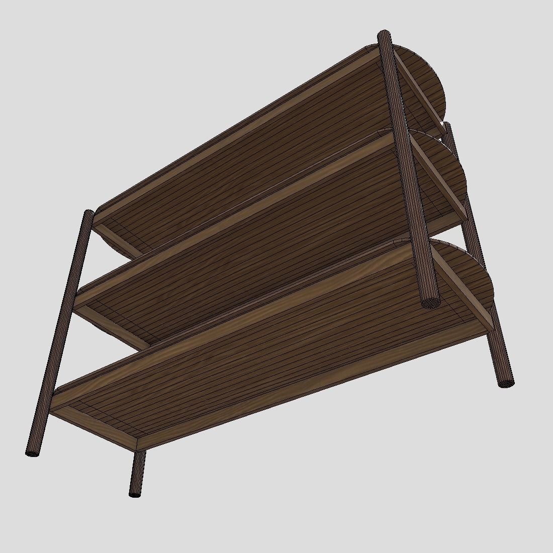 Shelf 6 wooden with three shelves Low-poly 3D model_10