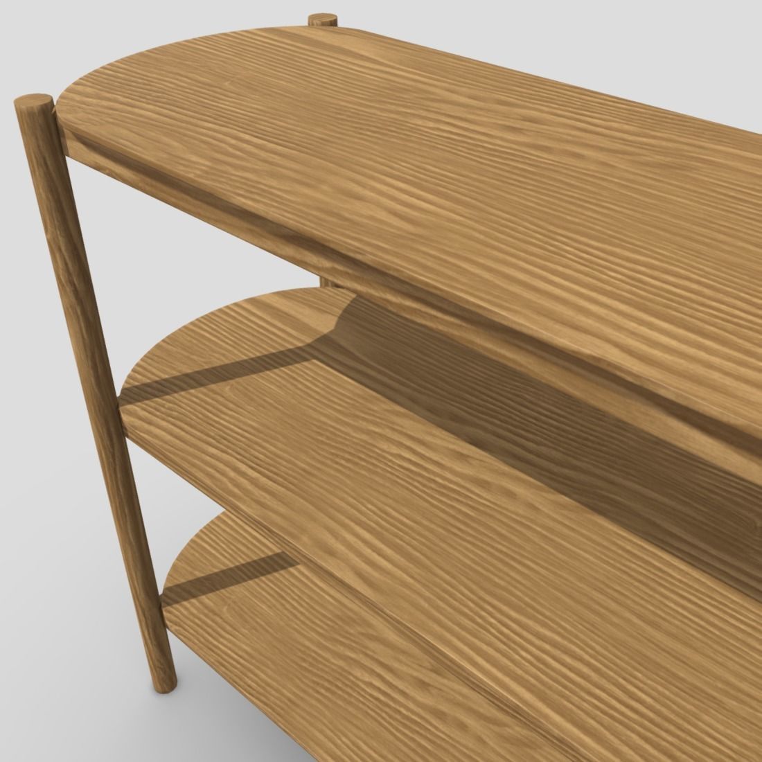 Shelf 6 wooden with three shelves Low-poly 3D model_13