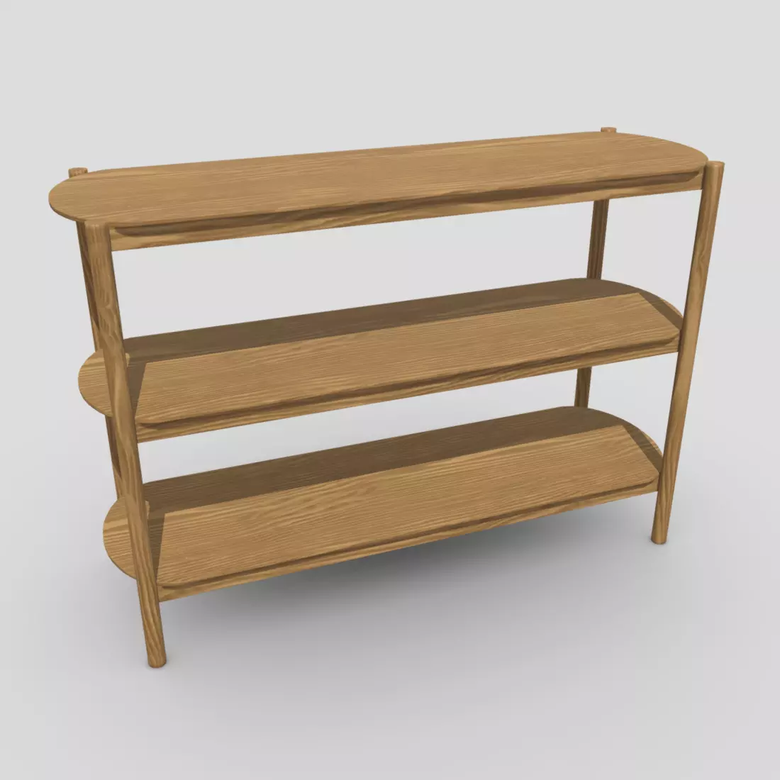Shelf 6 wooden with three shelves Low-poly 3D model_0