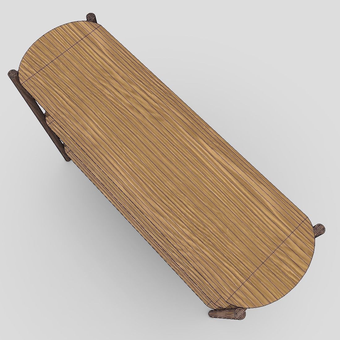 Shelf 6 wooden with three shelves Low-poly 3D model_8