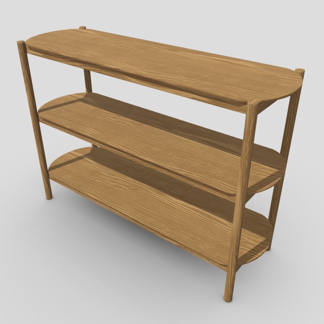 Shelf 6 wooden with three shelves Low-poly 3D model_11
