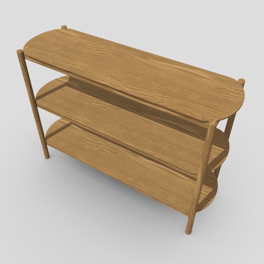 Shelf 6 wooden with three shelves Low-poly 3D model_5
