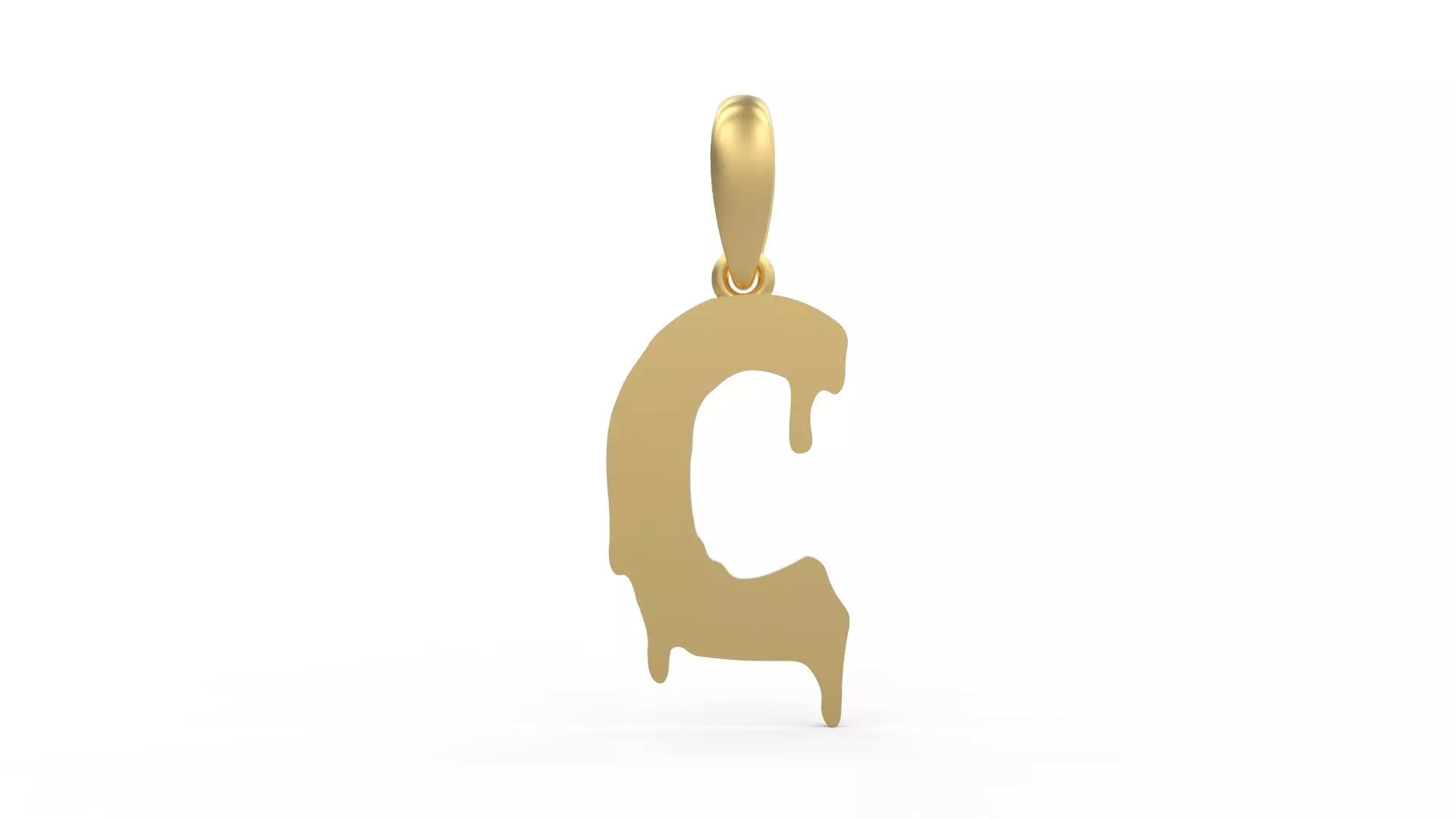 Initial Letters Pendant Melted Monster C 3D print model_0