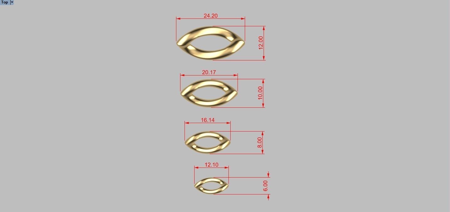 Cuban Link Chain Set Size Necklace  Eye Model 3D print model_6