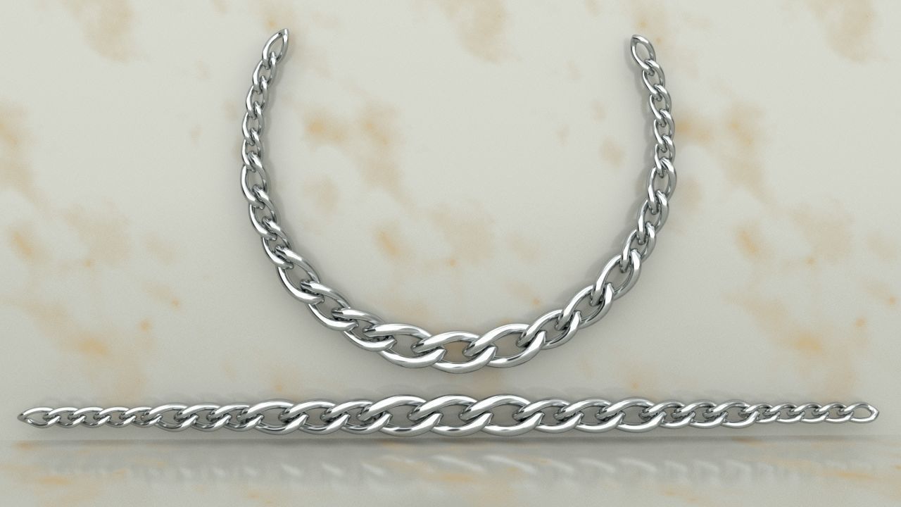Cuban Link Chain Set Size Necklace  Eye Model 3D print model_3