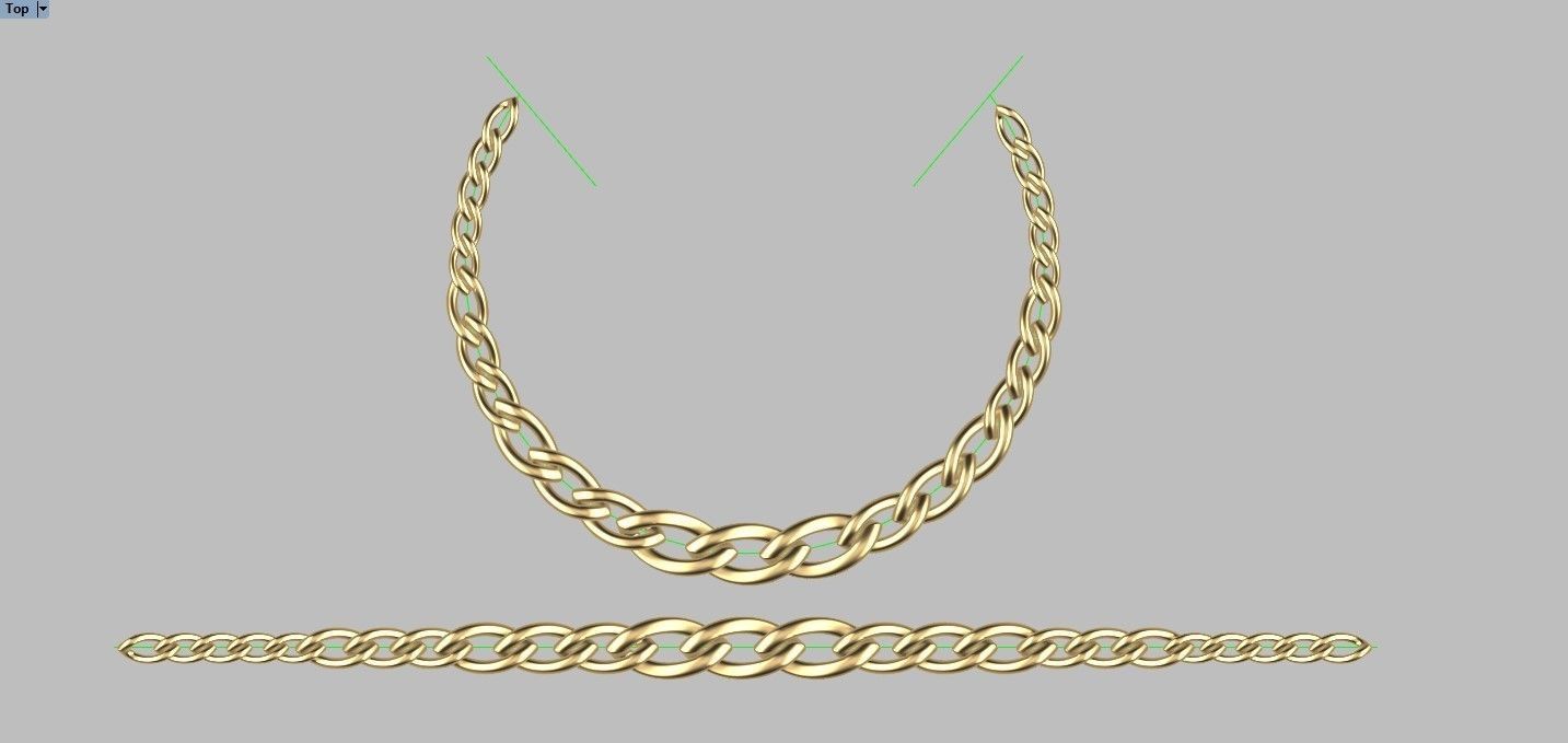 Cuban Link Chain Set Size Necklace  Eye Model 3D print model_7