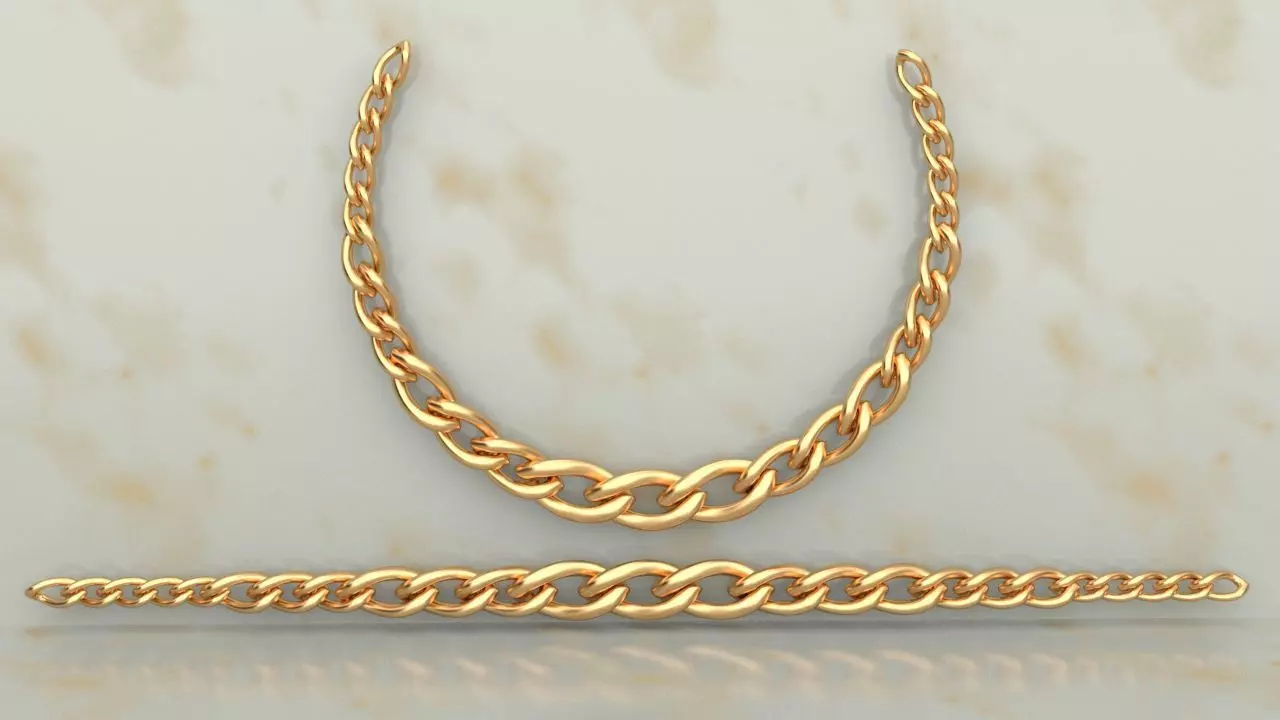 Cuban Link Chain Set Size Necklace  Eye Model 3D print model_0