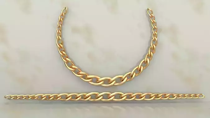 Cuban Link Chain Set Size Necklace  Eye Model