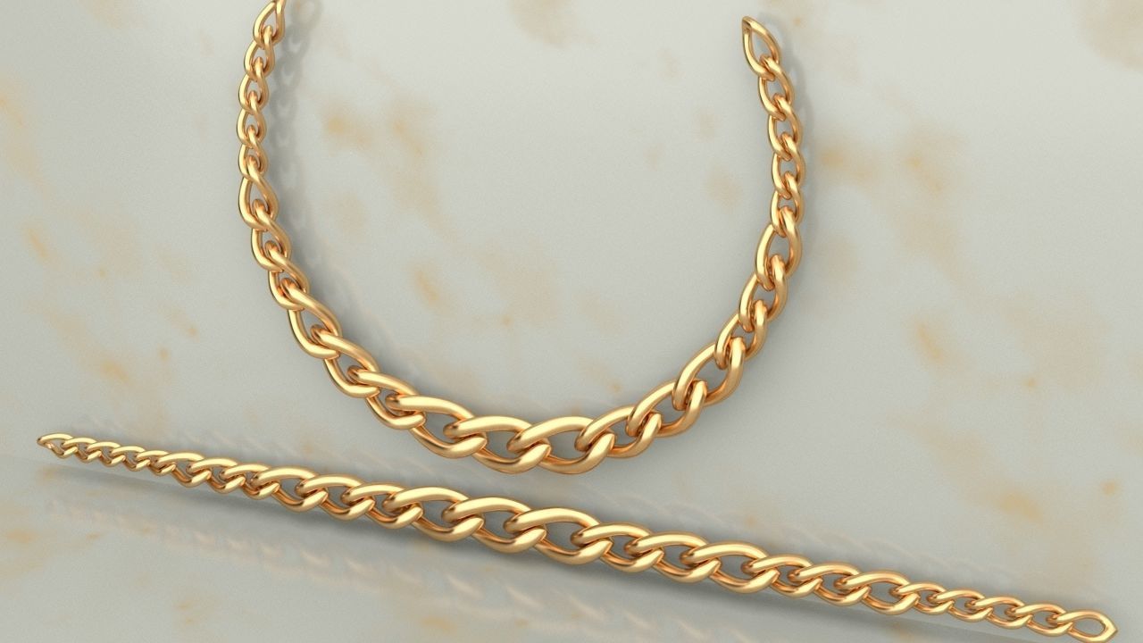 Cuban Link Chain Set Size Necklace  Eye Model 3D print model_4