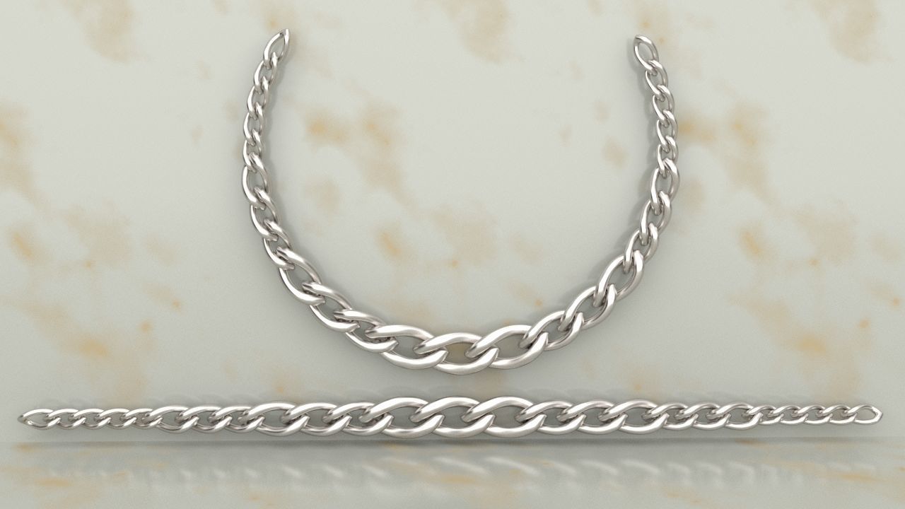 Cuban Link Chain Set Size Necklace  Eye Model 3D print model_2