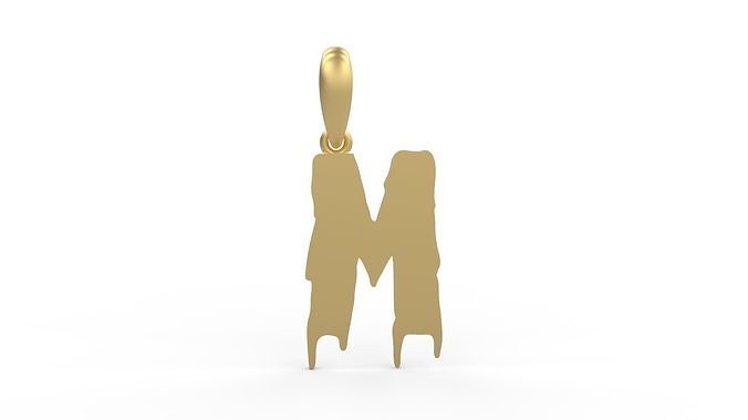 Initial Letters Pendant Melted Monster M 3D print model