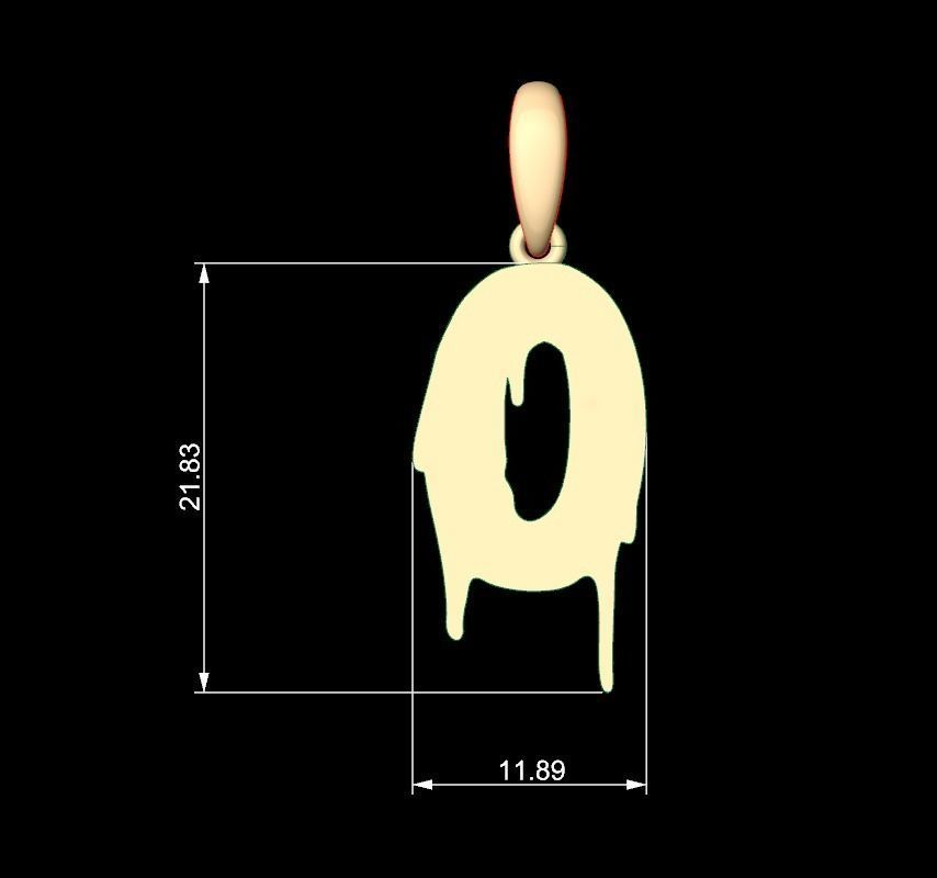 Initial Letters Pendant Melted Monster O 3D print model_4