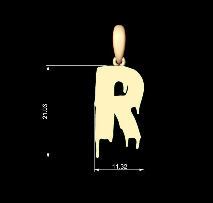 Initial Letters Pendant Melted Monster R 3D print model_4