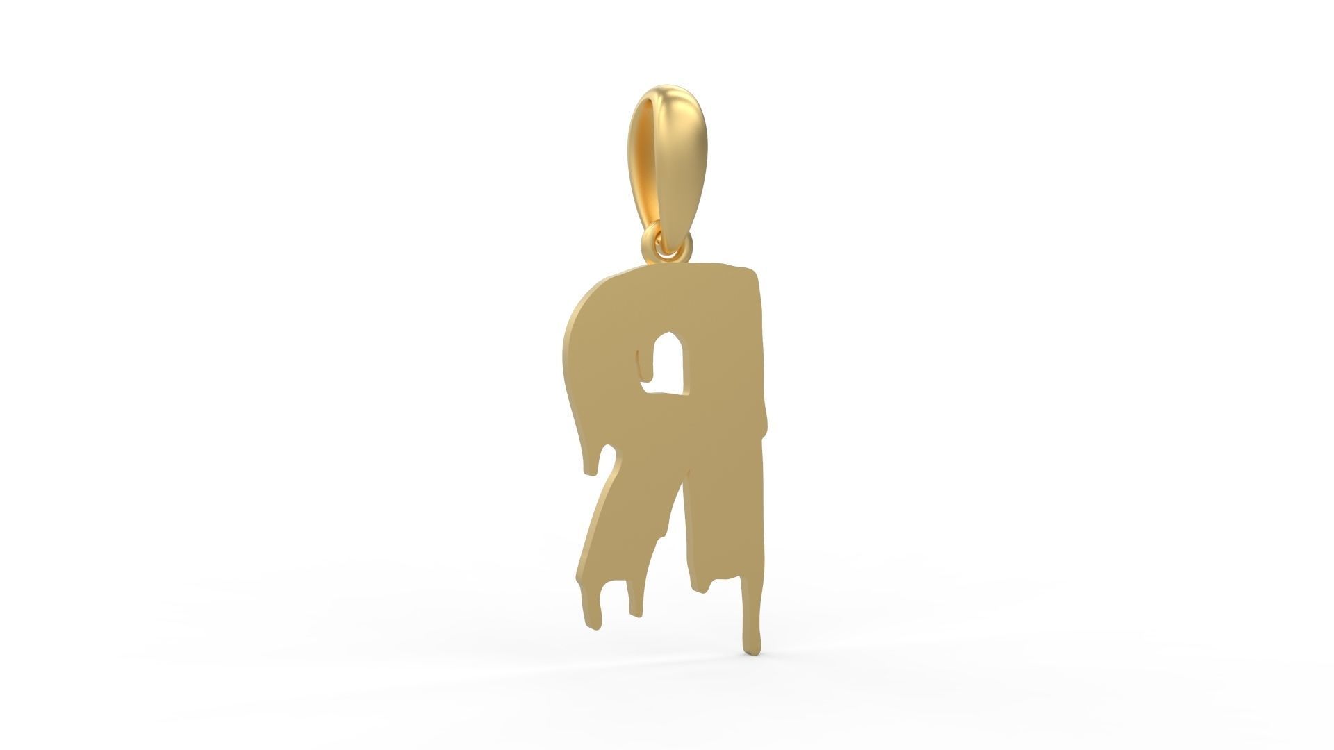 Initial Letters Pendant Melted Monster R 3D print model_3