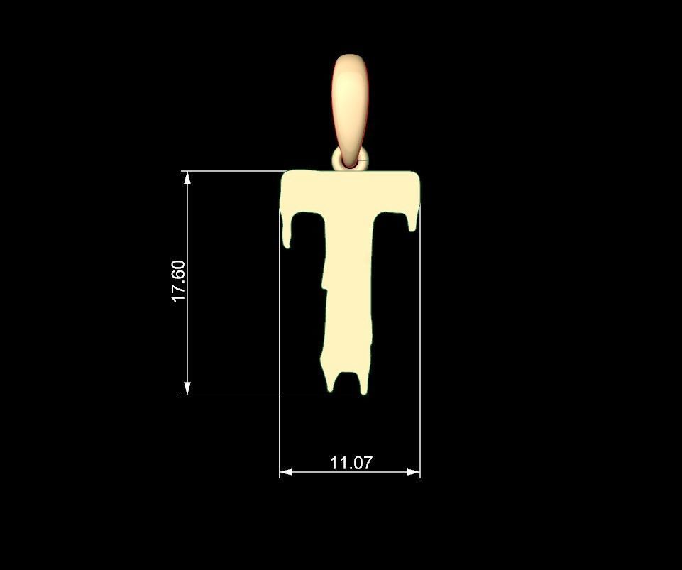 Initial Letters Pendant Melted Monster T 3D print model_4