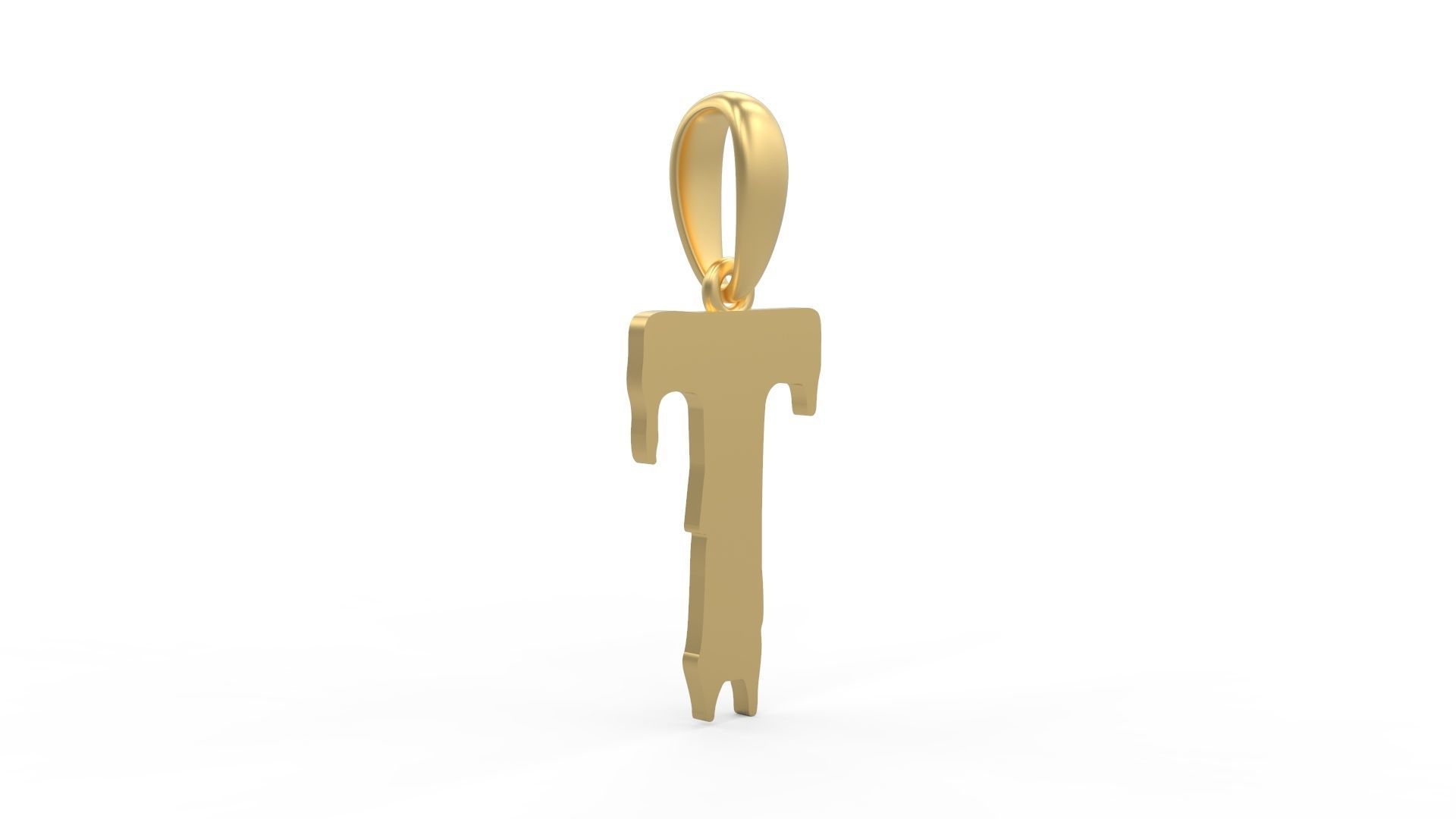 Initial Letters Pendant Melted Monster T 3D print model_3