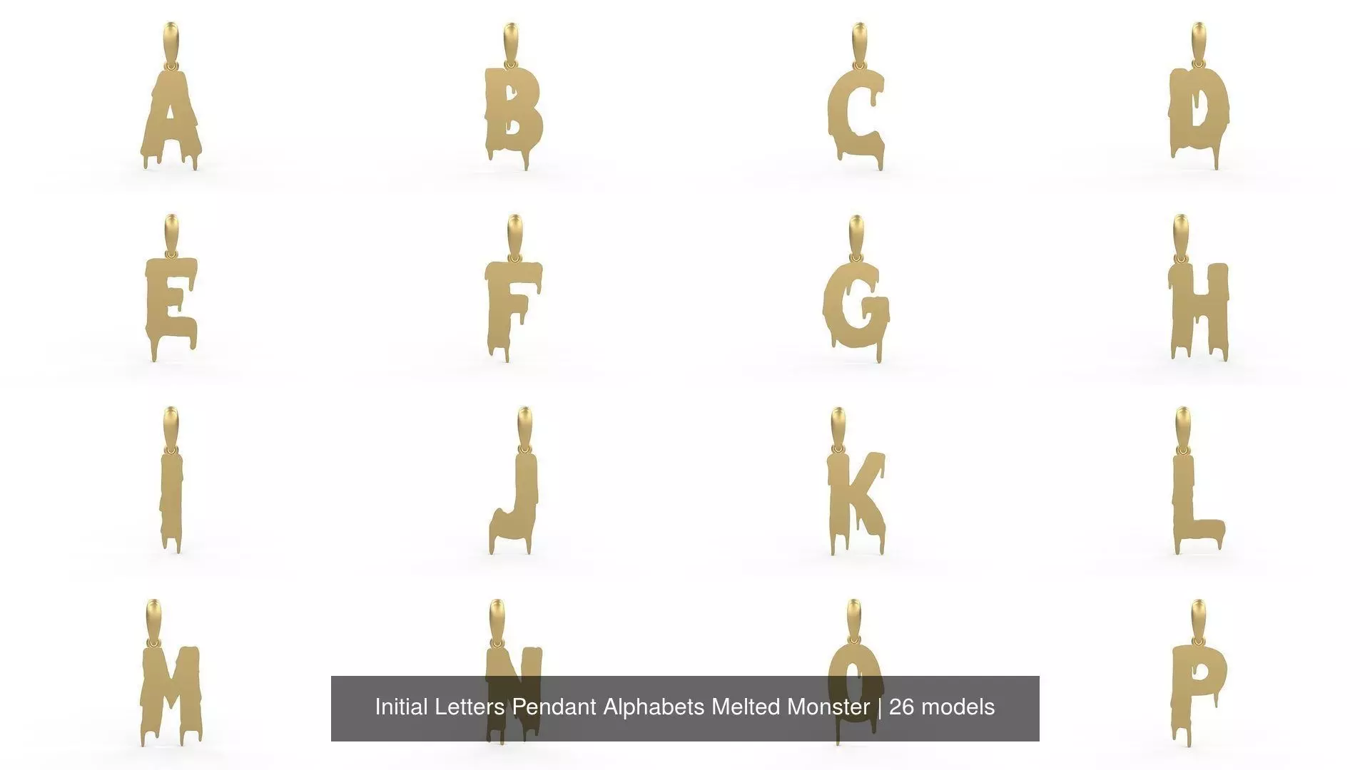 Initial Letters Pendant Alphabets Melted Monster 3D Model Collection_0