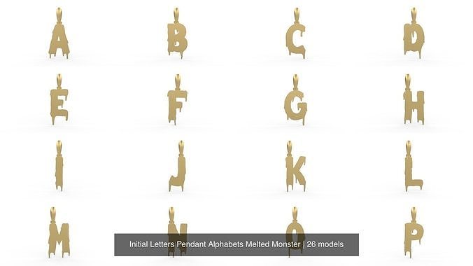 Initial Letters Pendant Alphabets Melted Monster 3D Model Collection