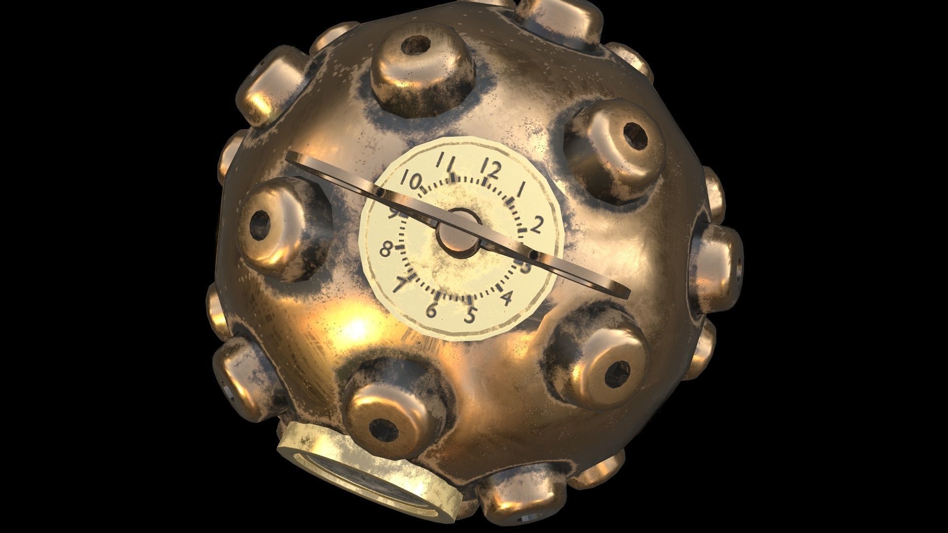 Steampunk Bomb Low-poly 3D model_7