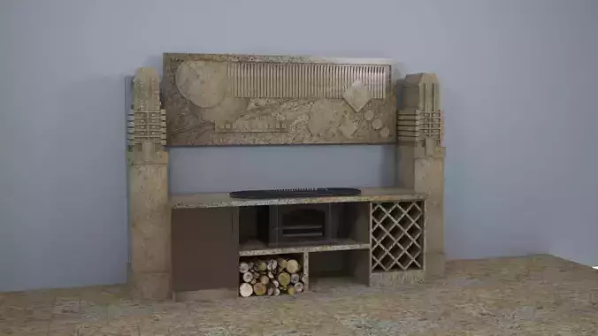 Barbeque Installation with Panorama artwork model 3ds max vray