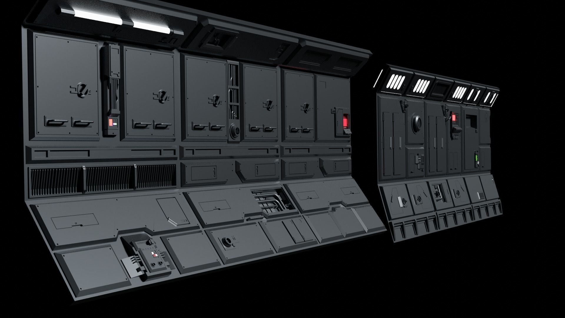 Sci-Fi Wall Panels Kit II - 18 Parts - Props 3D model_6