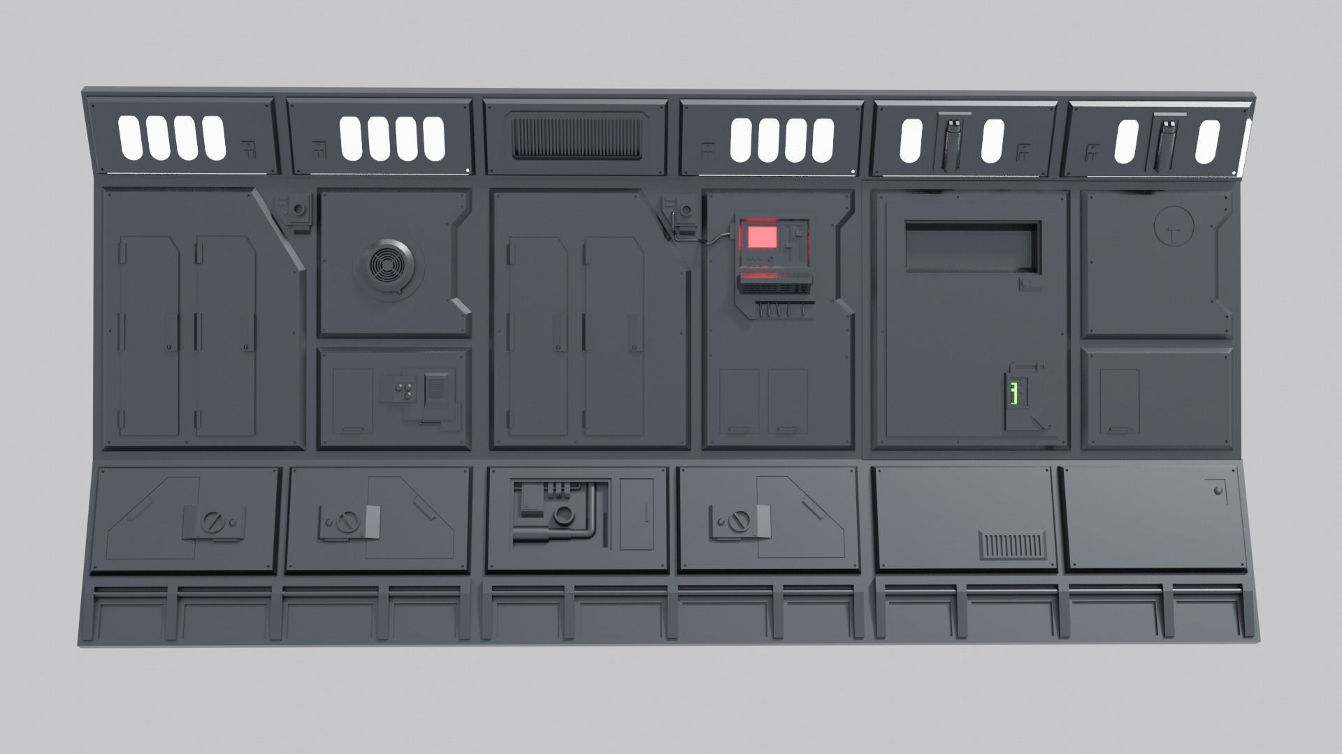 Sci-Fi Wall Panels Kit II - 18 Parts - Props 3D model_7